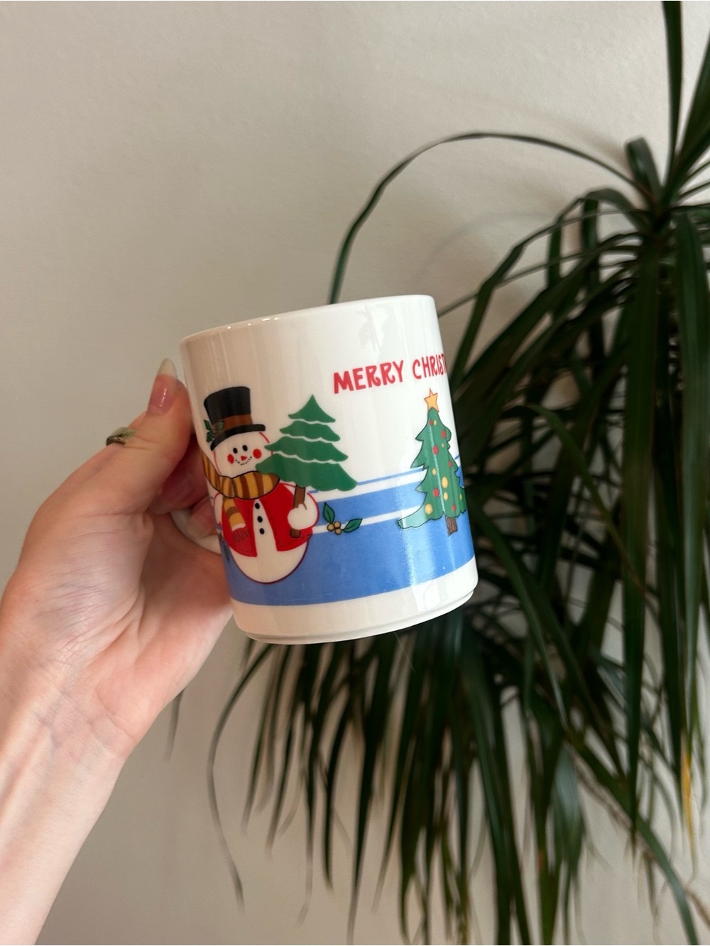 Holiday Snowman Ceramic Mug - White Vintage